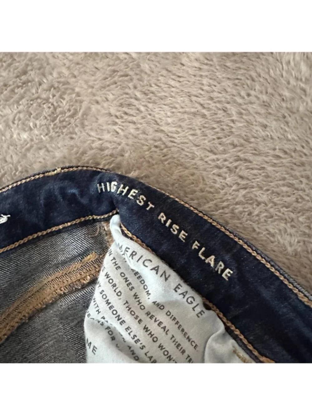 American Eagle Highest Rise Flare Dark Wash Jeans 6 X-Long Tall Stretch